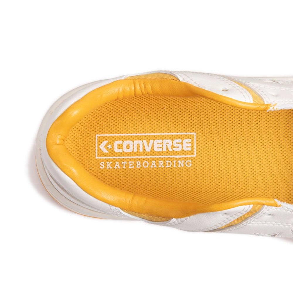 CONVERSE SKATEBOARDING(コンバース スケートボーディング) レザー スニーカー”WEAPON SK OX” ”ホワイト/イエロー”【34201541230】