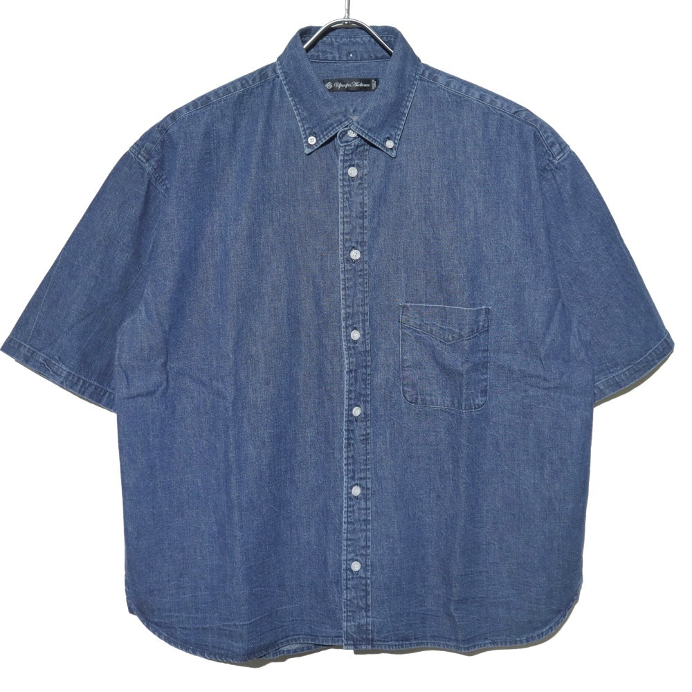 Audience(オーディエンス)メンズ 備後」 7オンス ムラデニム 釦ダウン ボクシーAライン ハーフスリーブシャツ 【AUD6505】