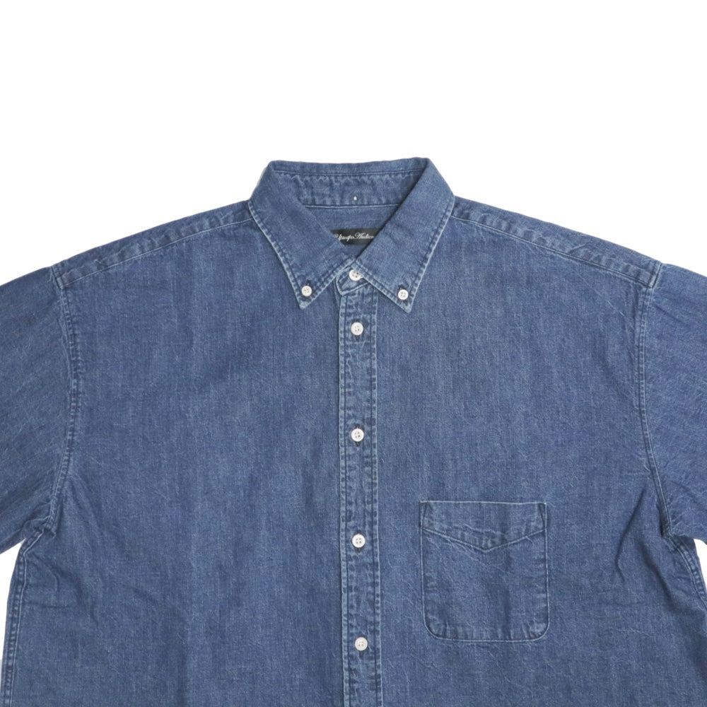 Audience(オーディエンス)メンズ 備後」 7オンス ムラデニム 釦ダウン ボクシーAライン ハーフスリーブシャツ 【AUD6505】