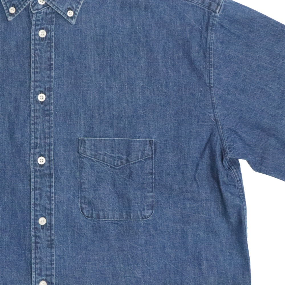Audience(オーディエンス)メンズ 備後」 7オンス ムラデニム 釦ダウン ボクシーAライン ハーフスリーブシャツ 【AUD6505】