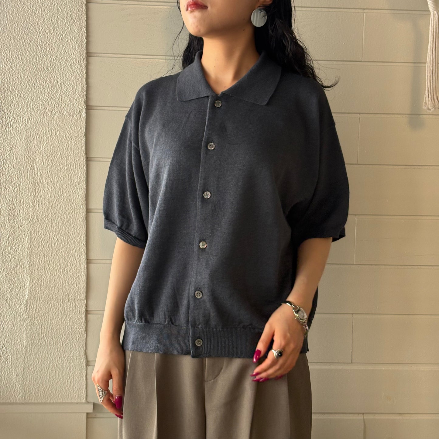 STILL BY HAND(スティル バイ ハンド) レディース Linen/Cotton Half Sleeve Knit Cardigan リネン/コットン ハーフスリーブ ニットカーディガン【KN04262WM】