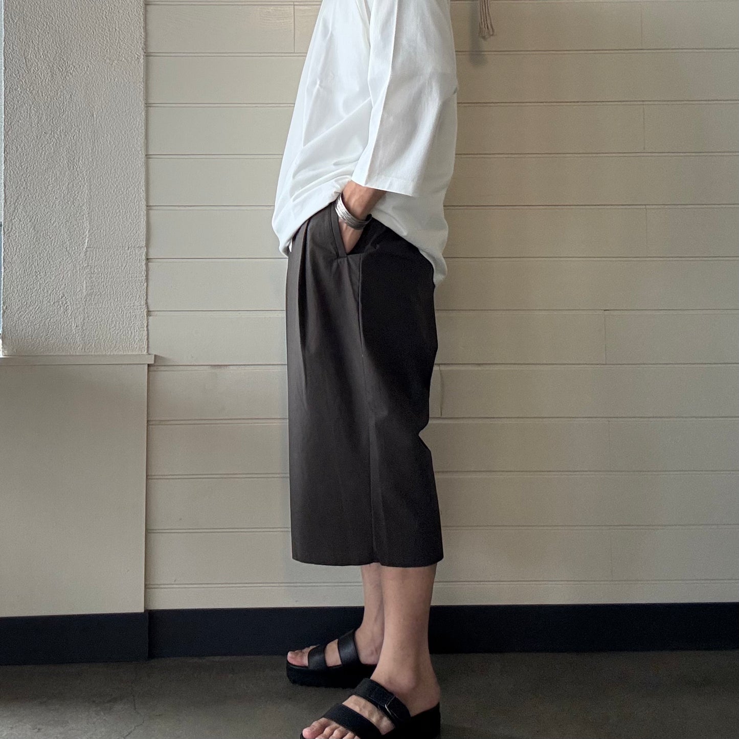 STILL BY HAND(スティル バイ ハンド)Cotton Weather Cloth Wide Shorts ウェザークロス 7分丈 カットオフ ショーツ【PT05262】