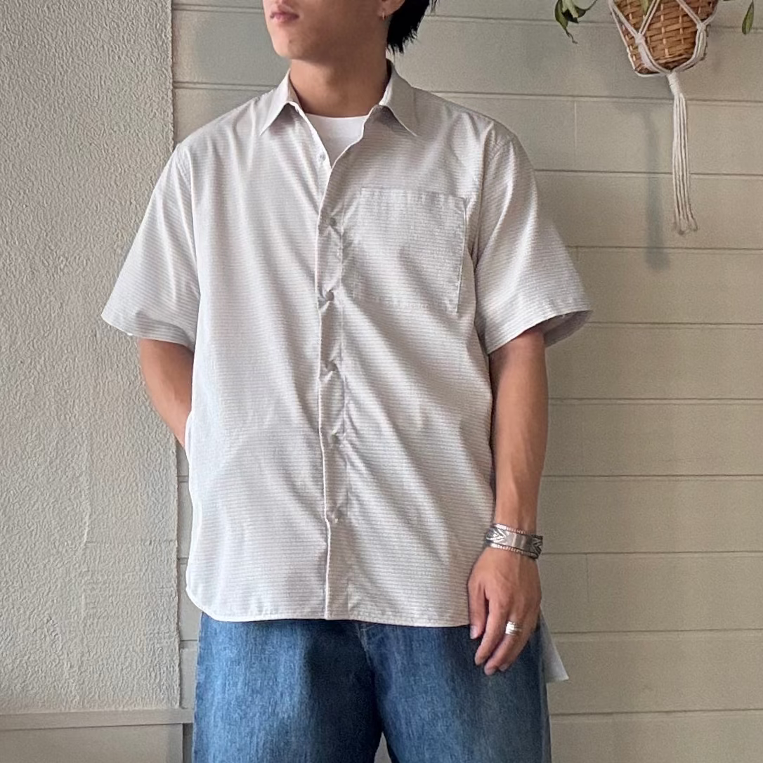 beruf baggage(ベルーフバゲージ)×GOODNEIGHBORS SHIRTS(グッドネイバーズシャツ)COMFY S/S Shirts "BEIGE" ドットエア ショートスリーブ シャツ【brf-GNS02】