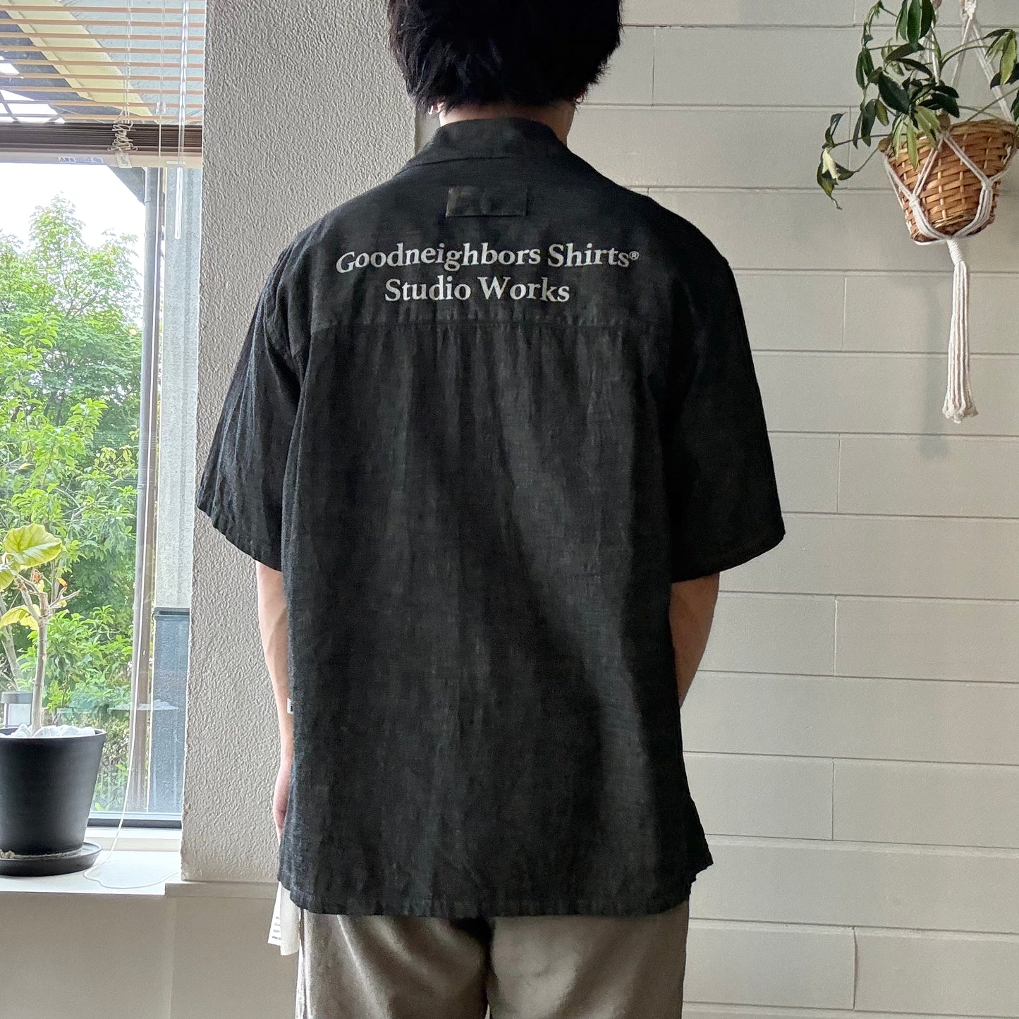 GOODNEIGHBORS SHIRTS(グッドネイバーズシャツ)BORROUGHS Relax Fit S/S Shirts BLACK 群馬泥染め リラックス フィット オープンカラーシャツ【BCS-149】