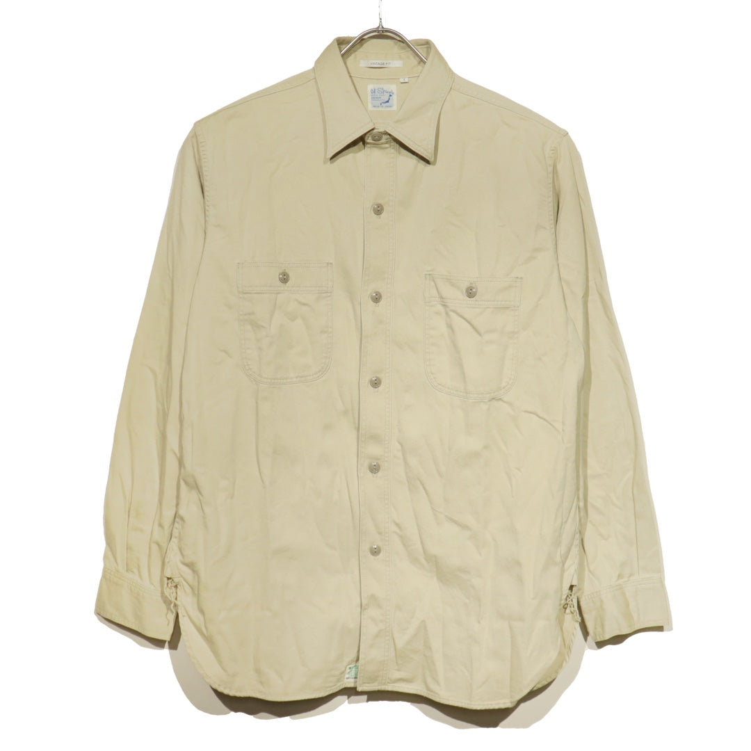 orSlow(オアスロウ) COTTON TWILL VINTAYGE FIT WORK SHIRT ヴィンテージフィット ワークシャツ ベージュコットンツイル【03-V8070-67】
