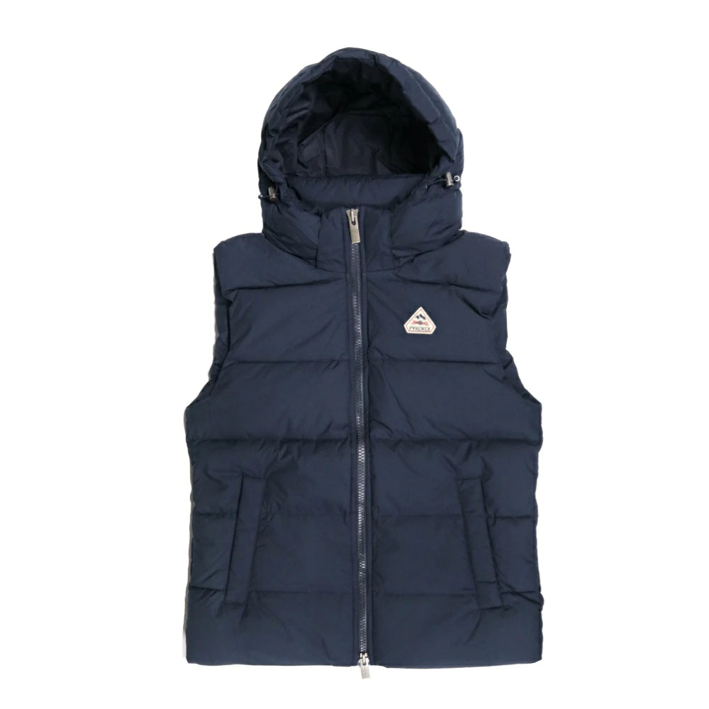 PYRENEX ネイビー ダウンベスト PYRENEX(ピレネックス)メンズ フーデッド ダウンベスト スプー