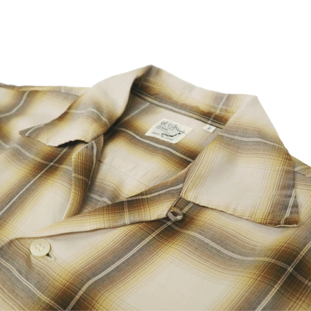 orSlow(オアスロウ)Ombre Check Shirts オンブレチェック オープンカラーシャツ ブラック/ブラウン【01-8080-161/154】