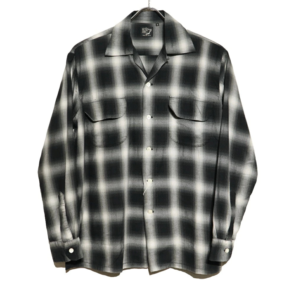 orSlow(オアスロウ)Ombre Check Shirts オンブレチェック オープンカラーシャツ ブラック/ブラウン【01-8080-161/154】