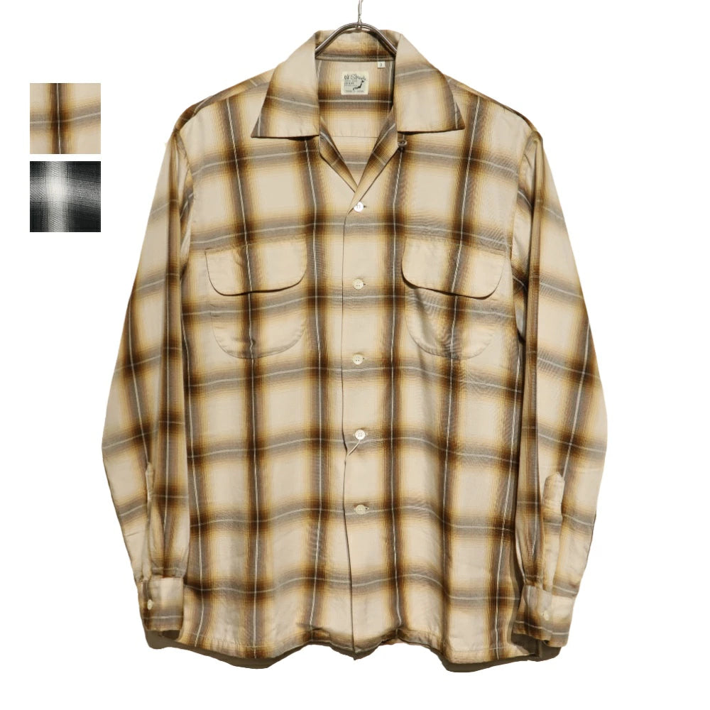 orSlow(オアスロウ)Ombre Check Shirts オンブレチェック オープンカラーシャツ ブラック/ブラウン【01-8080-161/154】