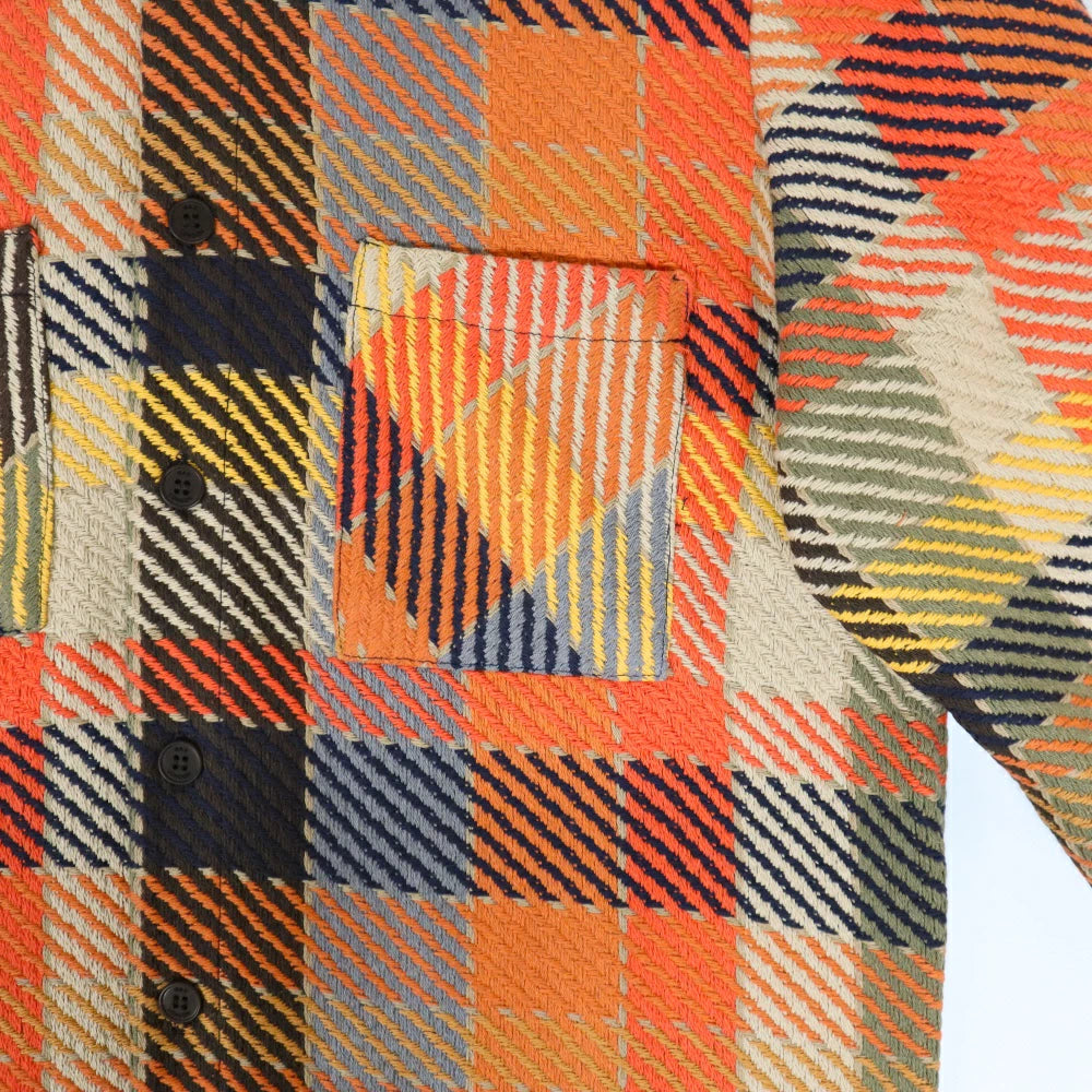 Wax London(ワックスロンドン)Whiting - Pike Check Overshirt ”Orange/Multi”