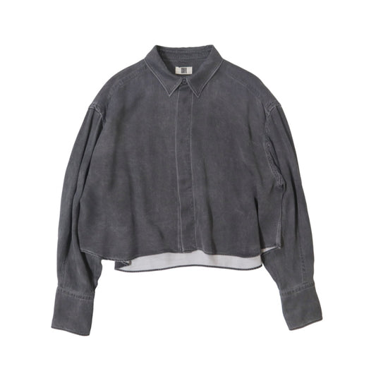 unfil(アンフィル)レディース　レーヨンギャバジンピグメントウォッシュクロップドシャツ "RAYON GABARDINE PIGMENT WASHED CROPPED SHIRT"【WXSP-UW105】