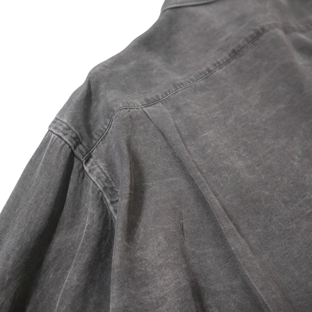 unfil(アンフィル)レディース　レーヨンギャバジンピグメントウォッシュクロップドシャツ "RAYON GABARDINE PIGMENT WASHED CROPPED SHIRT"【WXSP-UW105】
