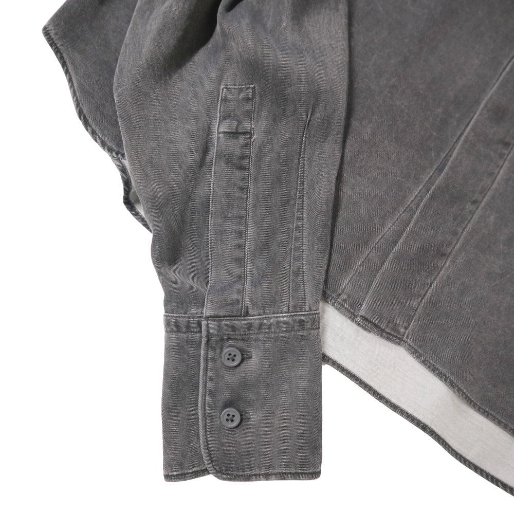 unfil(アンフィル)レディース　レーヨンギャバジンピグメントウォッシュクロップドシャツ "RAYON GABARDINE PIGMENT WASHED CROPPED SHIRT"【WXSP-UW105】