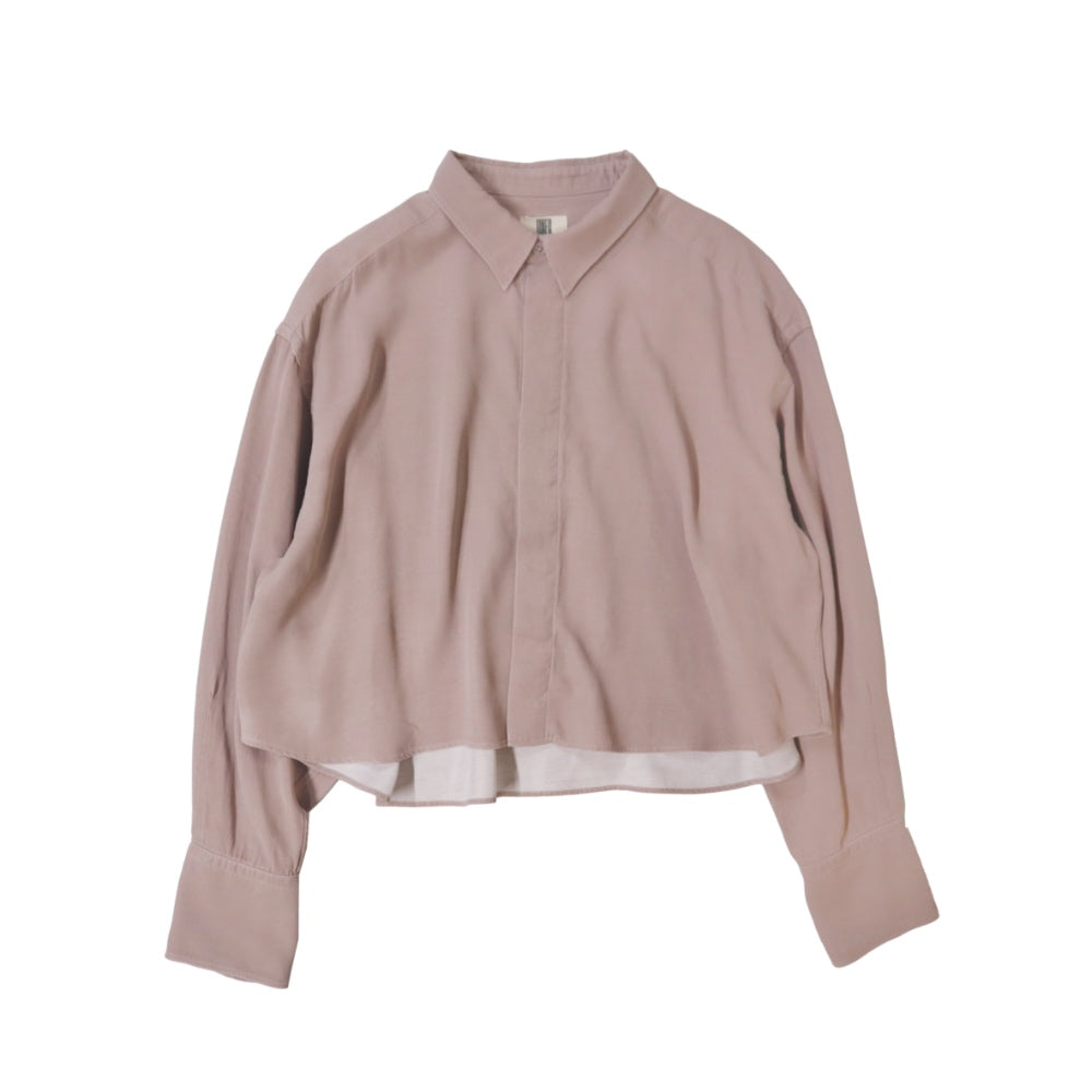 unfil(アンフィル)レディース　レーヨンギャバジンピグメントウォッシュクロップドシャツ "RAYON GABARDINE PIGMENT WASHED CROPPED SHIRT"【WXSP-UW105】