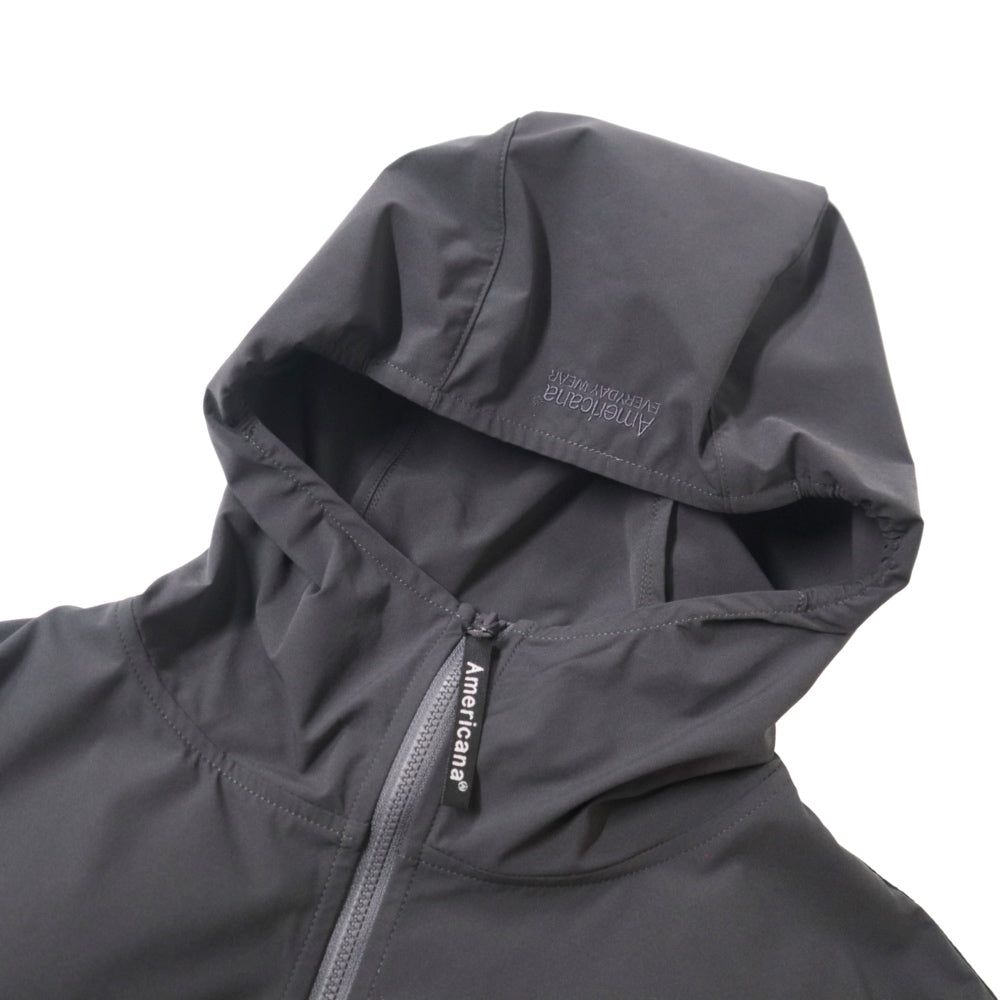 Americana(アメリカーナ)レディース Polyester Taffeta 4Way Strech Cropped Zip Up Hoodie ポリエステル タフタ 4Way ジップ アップ フーディー【RFT-S-008】