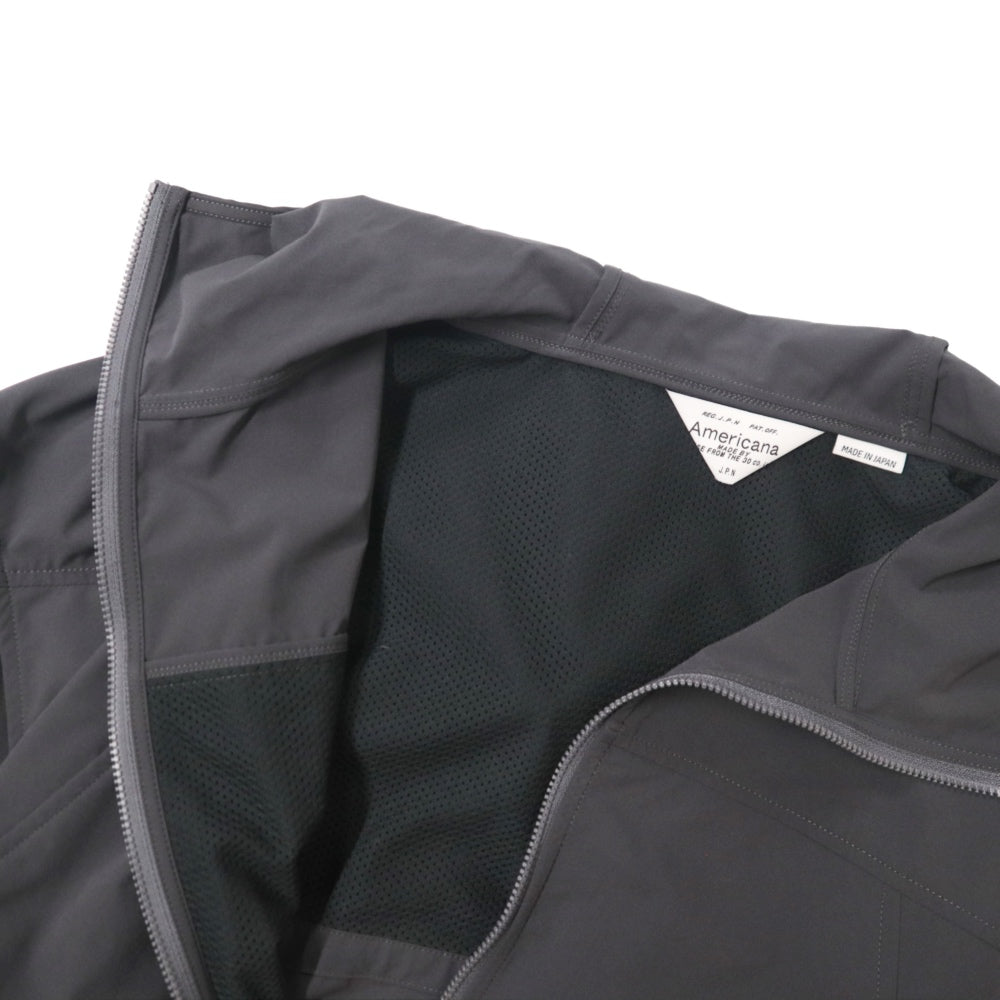 Americana(アメリカーナ)レディース Polyester Taffeta 4Way Strech Cropped Zip Up Hoodie ポリエステル タフタ 4Way ジップ アップ フーディー【RFT-S-008】