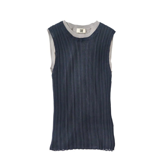 unfil(アンフィル)レディース　ハイツイストコットン シアーニット レイヤード ノースリーブ トップス　"HIGH-TWISTED COTTON SHEER KNIT LAYERED SLEEVELESS TOP"【WXSP-UW138】