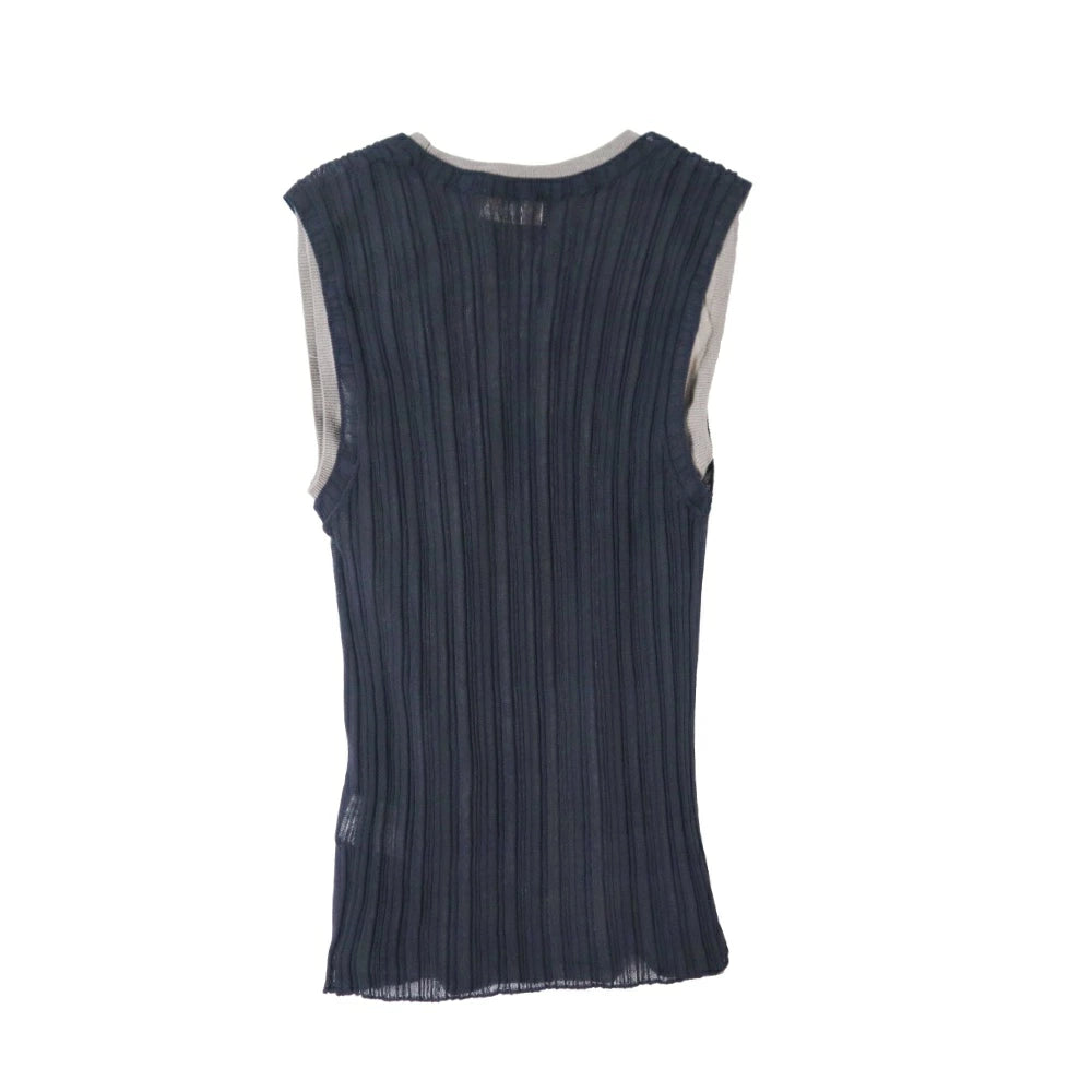 unfil(アンフィル)レディース　ハイツイストコットン シアーニット レイヤード ノースリーブ トップス　"HIGH-TWISTED COTTON SHEER KNIT LAYERED SLEEVELESS TOP"【WXSP-UW138】