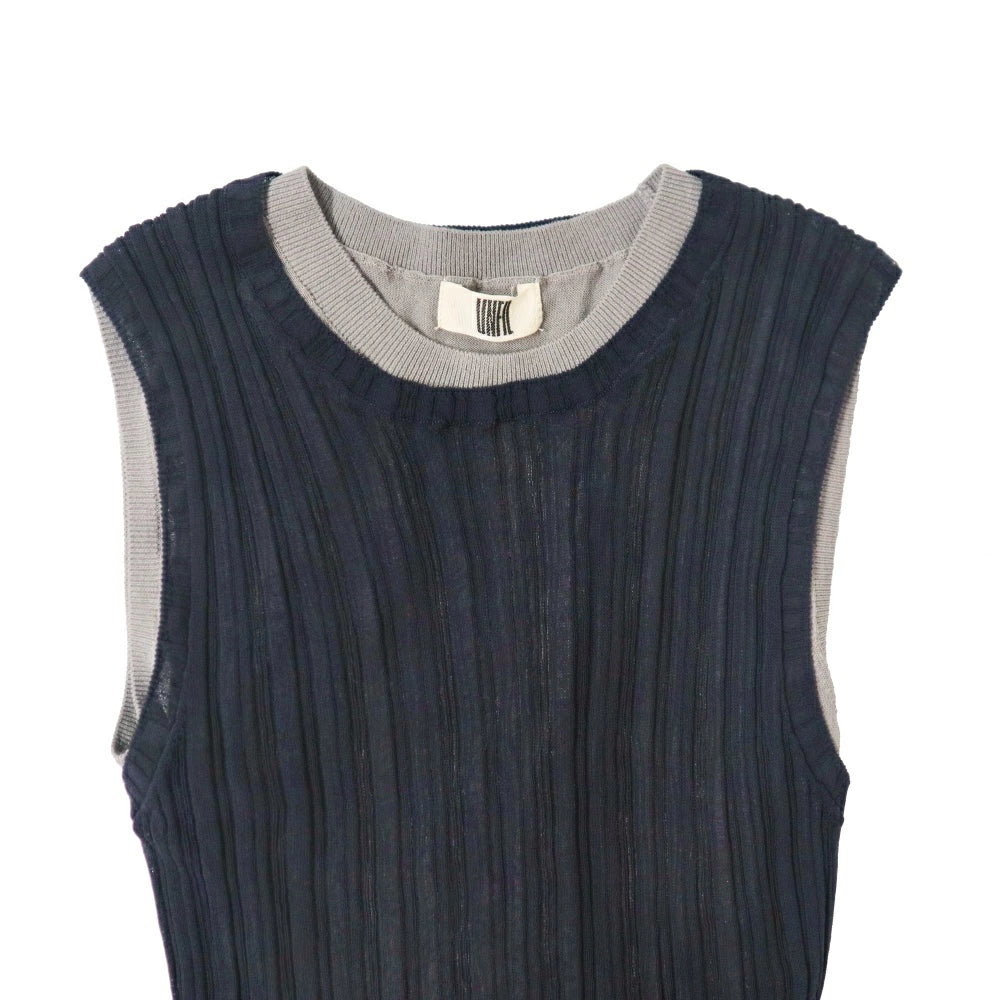 unfil(アンフィル)レディース　ハイツイストコットン シアーニット レイヤード ノースリーブ トップス　"HIGH-TWISTED COTTON SHEER KNIT LAYERED SLEEVELESS TOP"【WXSP-UW138】