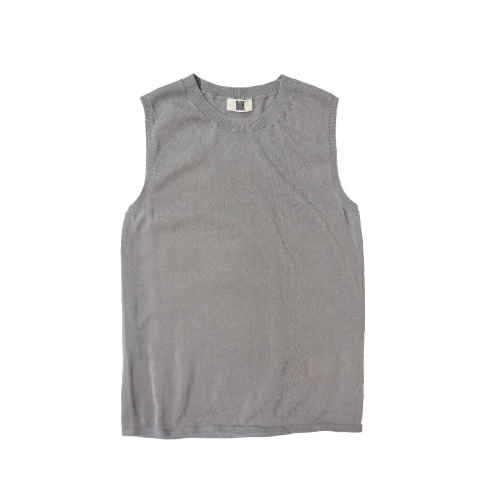 unfil(アンフィル)レディース　ハイツイストコットン シアーニット レイヤード ノースリーブ トップス　"HIGH-TWISTED COTTON SHEER KNIT LAYERED SLEEVELESS TOP"【WXSP-UW138】
