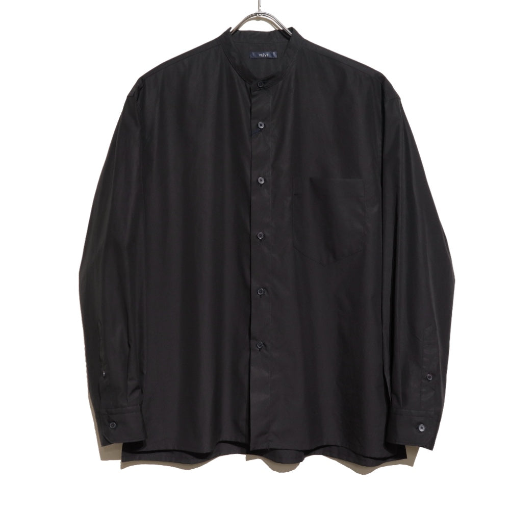 YLÈVE(イレーヴ) メンズ/ FINX COTTON WEATHER SHIRT フィンクスコットン ウェザークロス バンドカラーシャツ【1705250008】