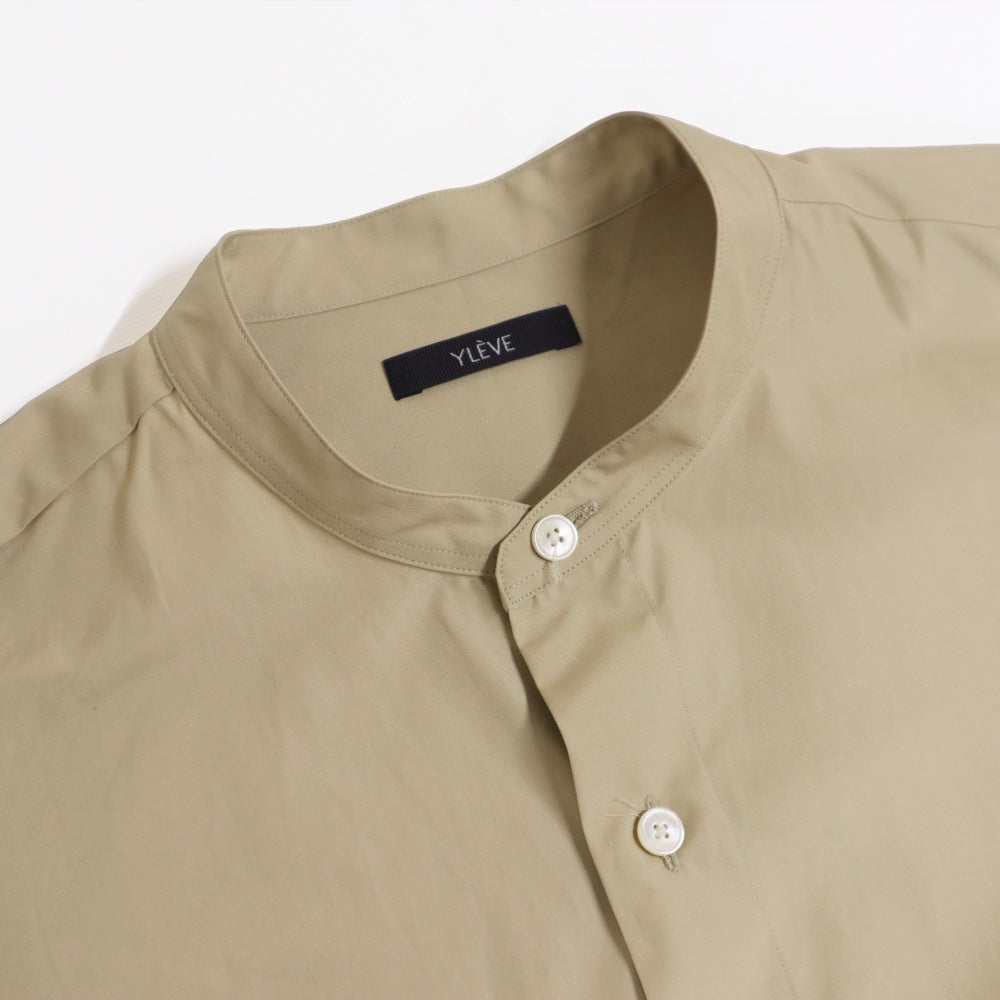 YLÈVE(イレーヴ) メンズ/ FINX COTTON WEATHER SHIRT フィンクスコットン ウェザークロス バンドカラーシャツ【1705250008】