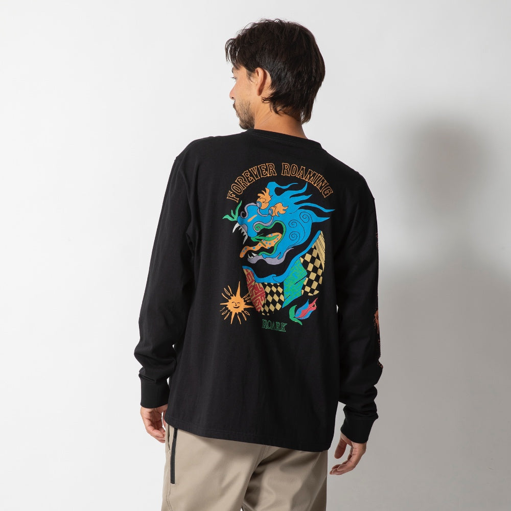 ROARK REVIVAL(ロアーク リバイバル)"GARDEN" L/S TEE プリント ロングスリーブ Tシャツ【RLTJ954-BLK】