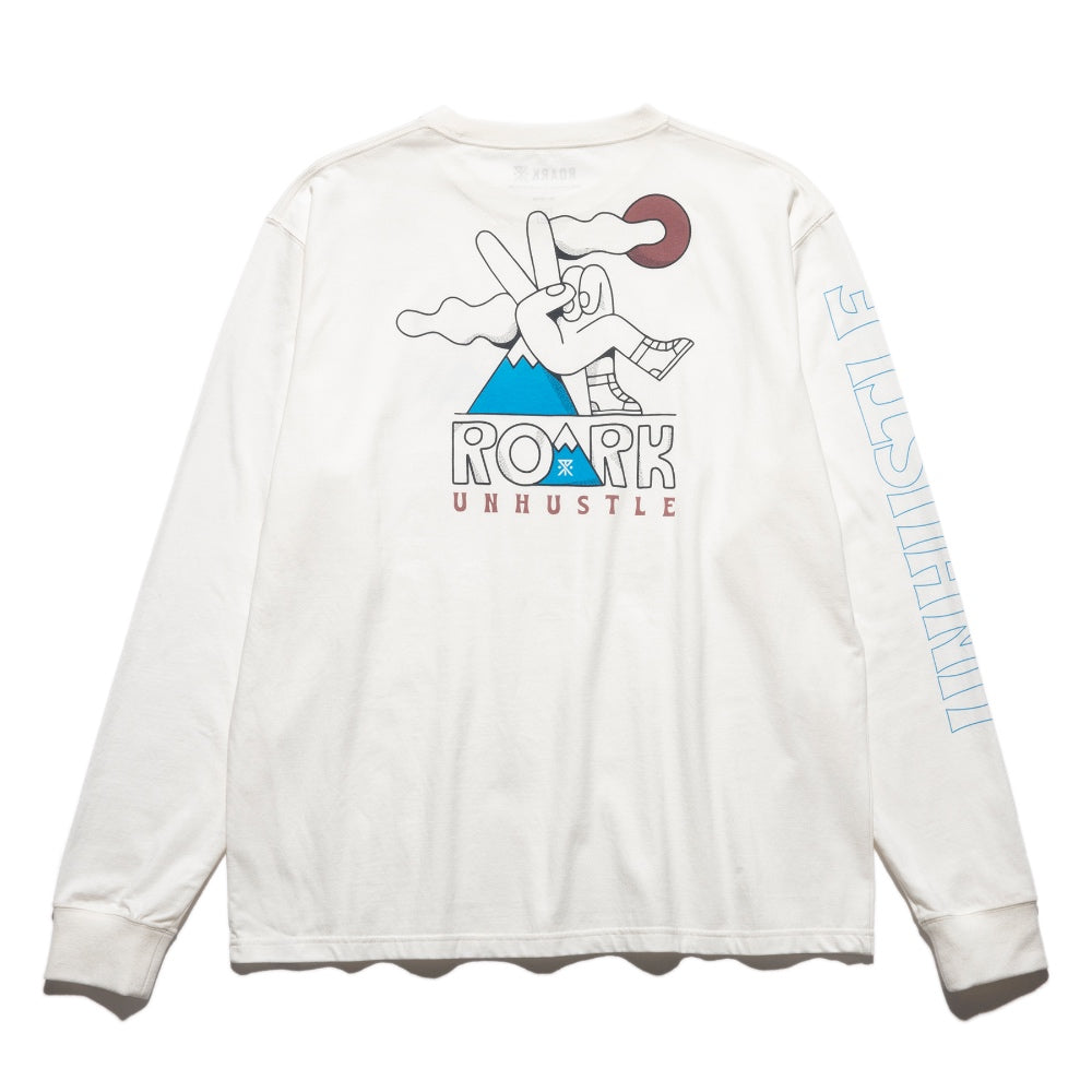 ROARK REVIVAL(ロアーク リバイバル)"UNHUSTLE" L/S TEE プリント ロングスリーブ Tシャツ【RLTJ958-WHT】