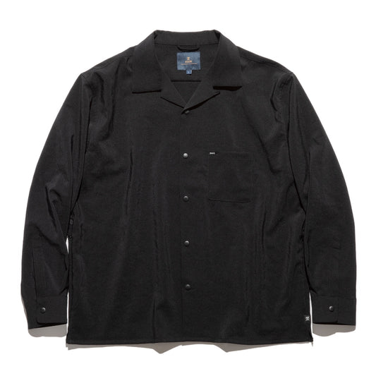 ROARK REVIVAL(ロアーク リバイバル)DELTA LS SHIRTS - w/Polartec ストレッチ ポリエステル オープンカラー シャツ【RWJ950-BLK】