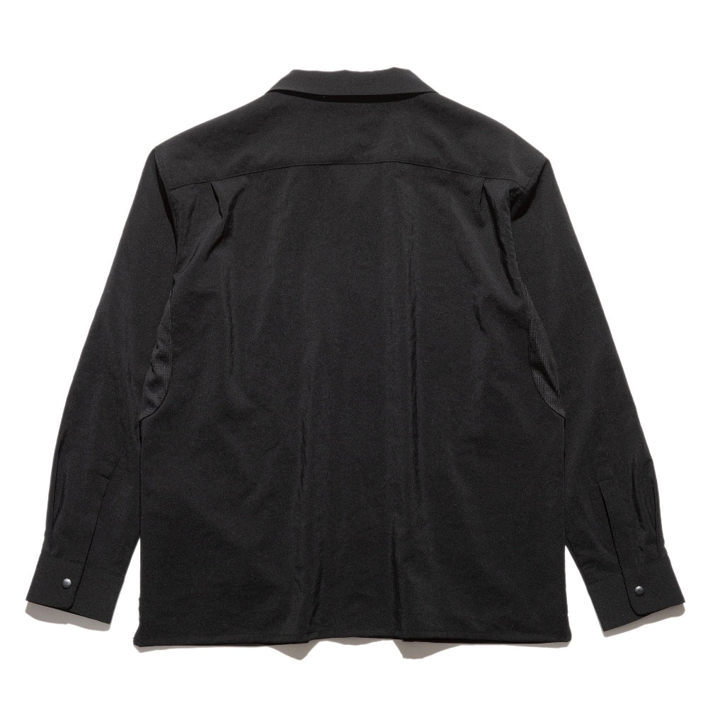 ROARK REVIVAL(ロアーク リバイバル)DELTA LS SHIRTS - w/Polartec ストレッチ ポリエステル オープンカラー シャツ【RWJ950-BLK】