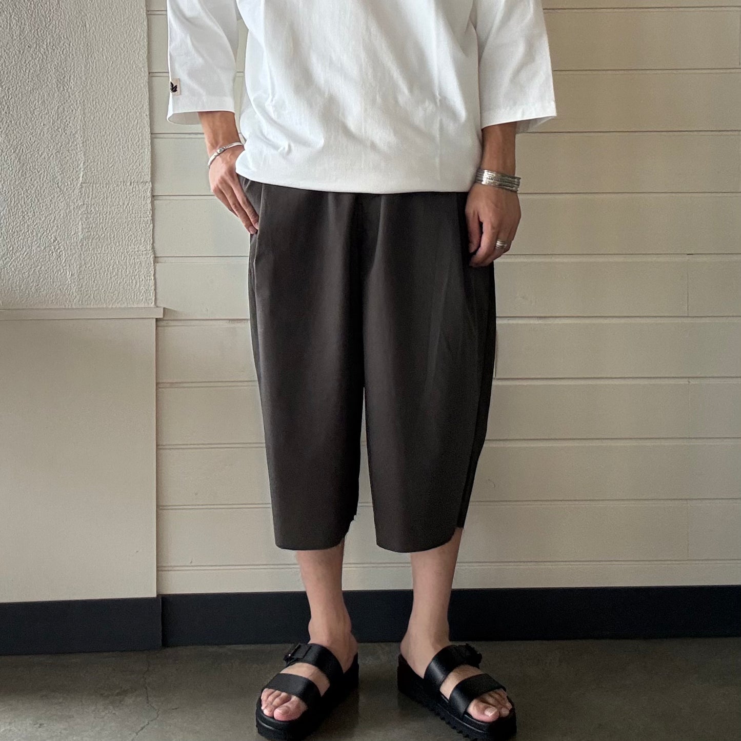 STILL BY HAND(スティル バイ ハンド)Cotton Weather Cloth Wide Shorts ウェザークロス 7分丈 カットオフ ショーツ【PT05262】