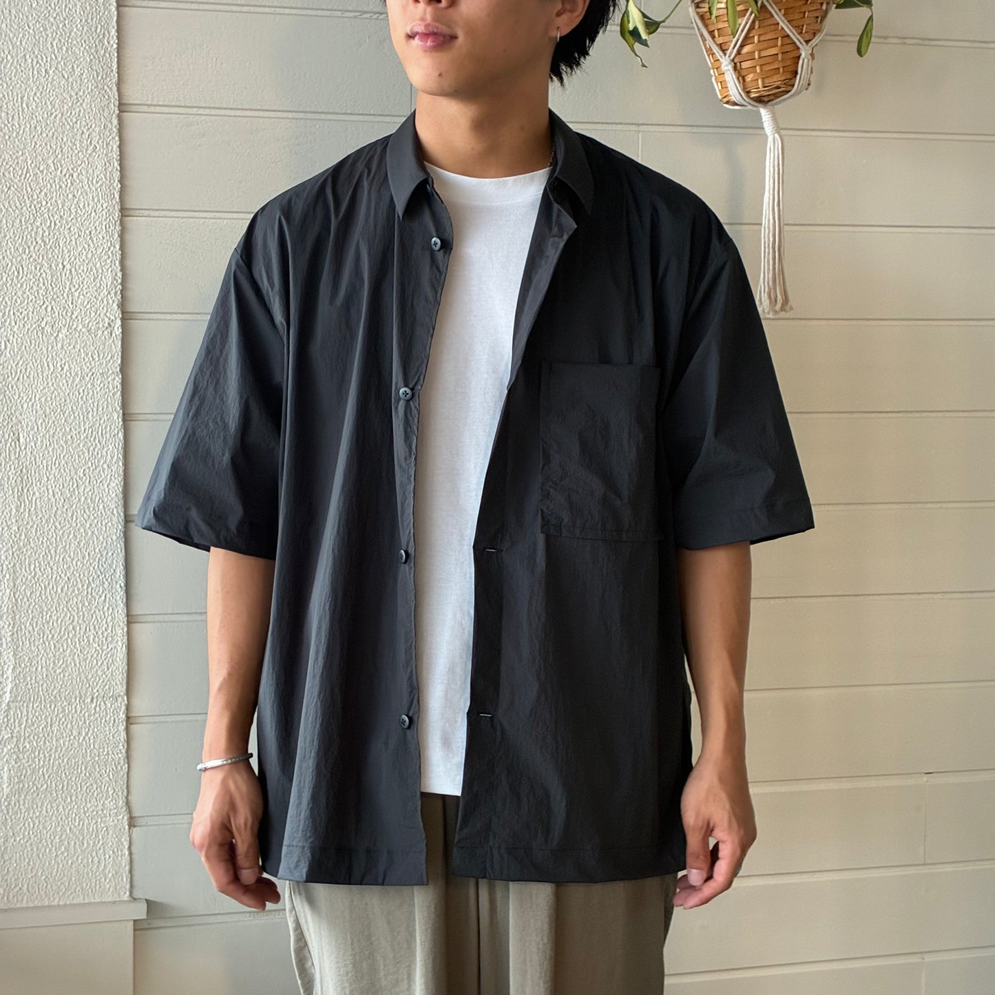 STILL BY HAND(スティル バイ ハンド)Nylon Stretch S/S Shirts ストレッチナイロン ショートスリーブシャツ【SH02262】