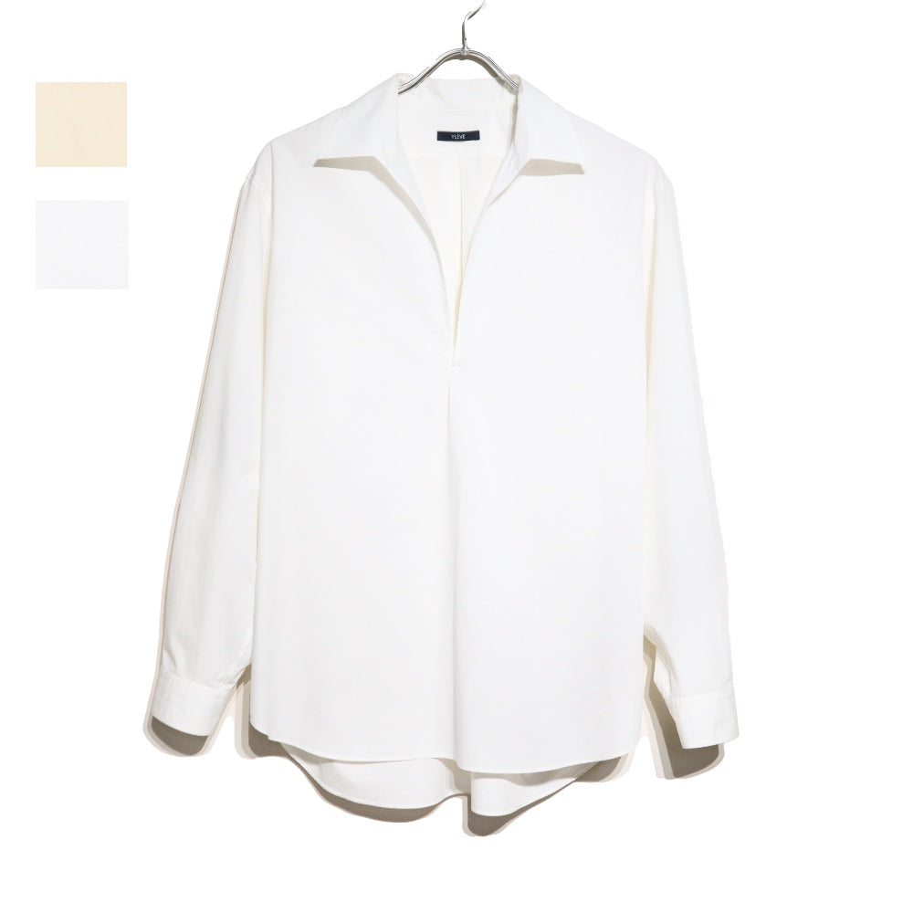 YLÈVE(イレーヴ) メンズ/ Cotton Silk Typewriter Skepper Shirts コットン/シルク タイプライター スキッパーシャツ【1706150019】