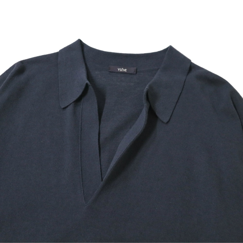 YLÈVE(イレーヴ) メンズ/ COTTON LINEN KNIT SKIPPER POLO コットン/リネン スキッパー シャツ 【1706160074】