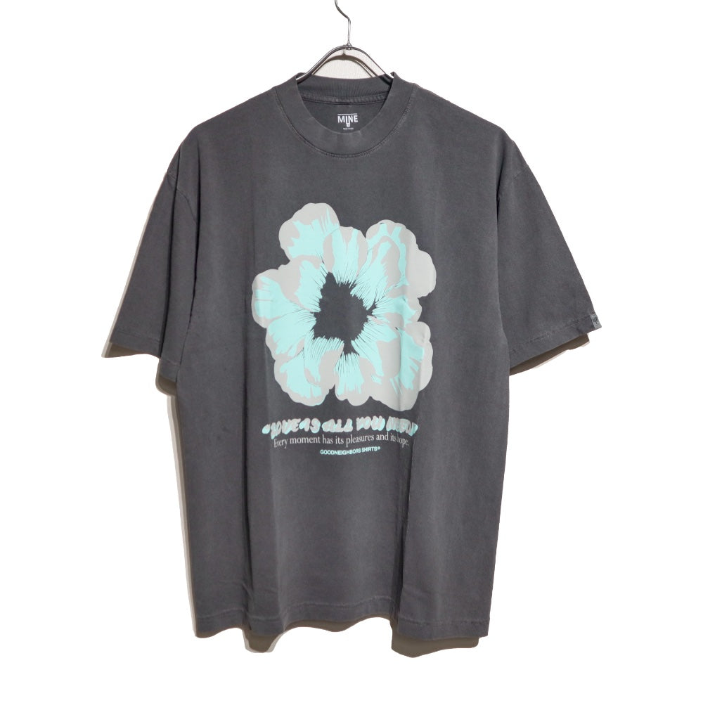 GOODNEIGHBORS SHIRTS(グッドネイバーズシャツ)×MINE USA(マイン) RELAX FIT S/S T-SHIRTS FLOWER (BLACK)【MGS-013】