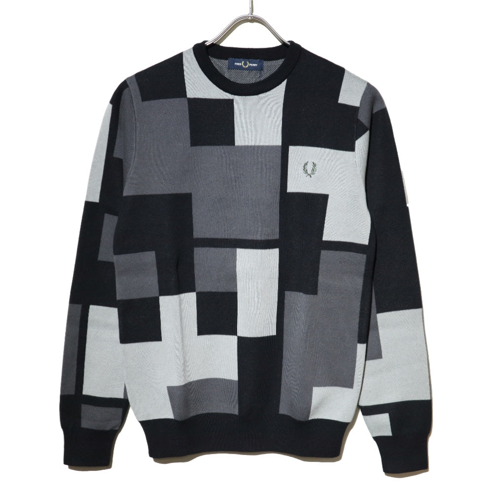 FRED PERRY(フレッドペリー)Mens Pixel Jacquard Jumper メンズ ジャガードニット コットンセーター【K6505】