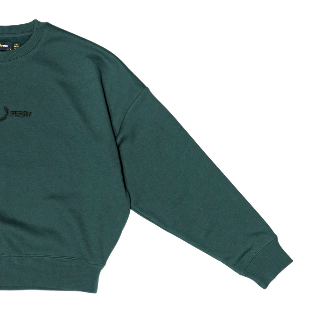 FRED PERRY(フレッドペリー)レディース Branded Sweatshirt 裏フリース クルーネックウェットプルオーバー【G6127】