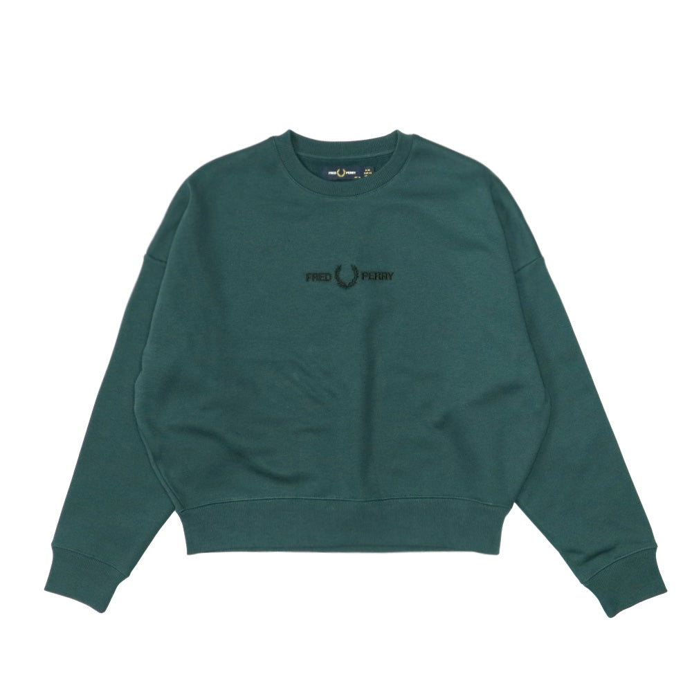 FRED PERRY(フレッドペリー)レディース Branded Sweatshirt 裏フリース クルーネックウェットプルオーバー【G6127】