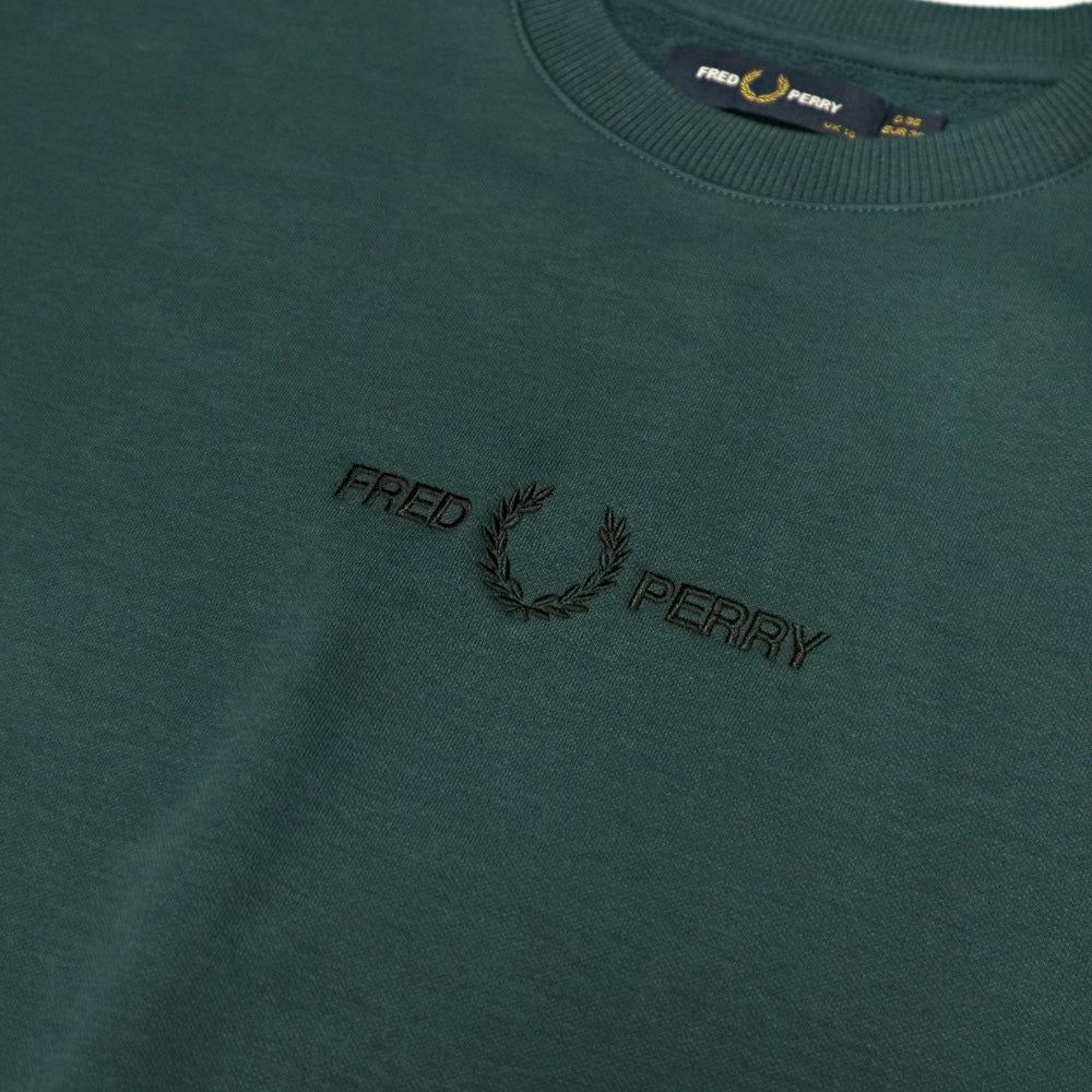 FRED PERRY(フレッドペリー)レディース Branded Sweatshirt 裏フリース クルーネックウェットプルオーバー【G6127】