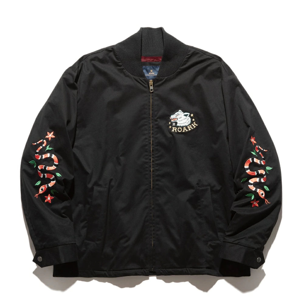 ROARK REVIVAL(ロアーク リバイバル)"WOLFPACK" BOMBER JACKET フリースバック ドリズラージャケット【RJJ1053-BLK】