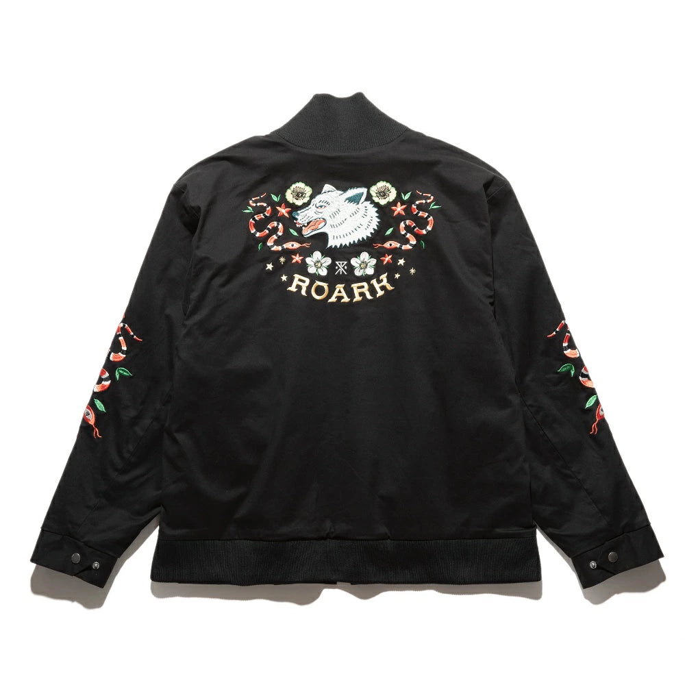 ROARK REVIVAL(ロアーク リバイバル)"WOLFPACK" BOMBER JACKET フリースバック ドリズラージャケット【RJJ1053-BLK】