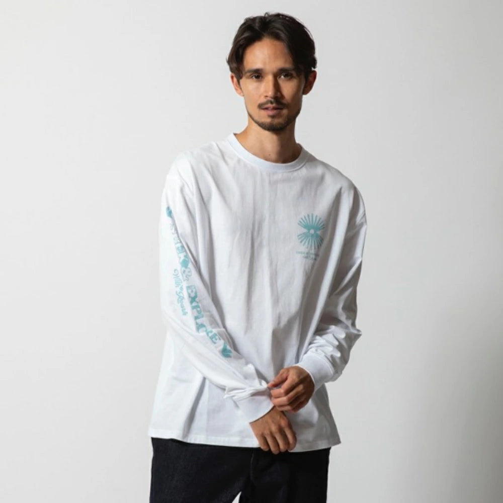 ROARK REVIVAL(ロアーク リバイバル)"SEEK & EXPLORE" L/S TEE プリント ロングスリーブ Tシャツ【RLTJ1102-WHT】