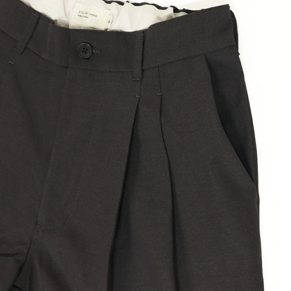 STILL BY HAND(スティル バイ ハンド)Deep Tuck Presses Pants 強撚コットン 2タック テーパード パンツ【PT06253】