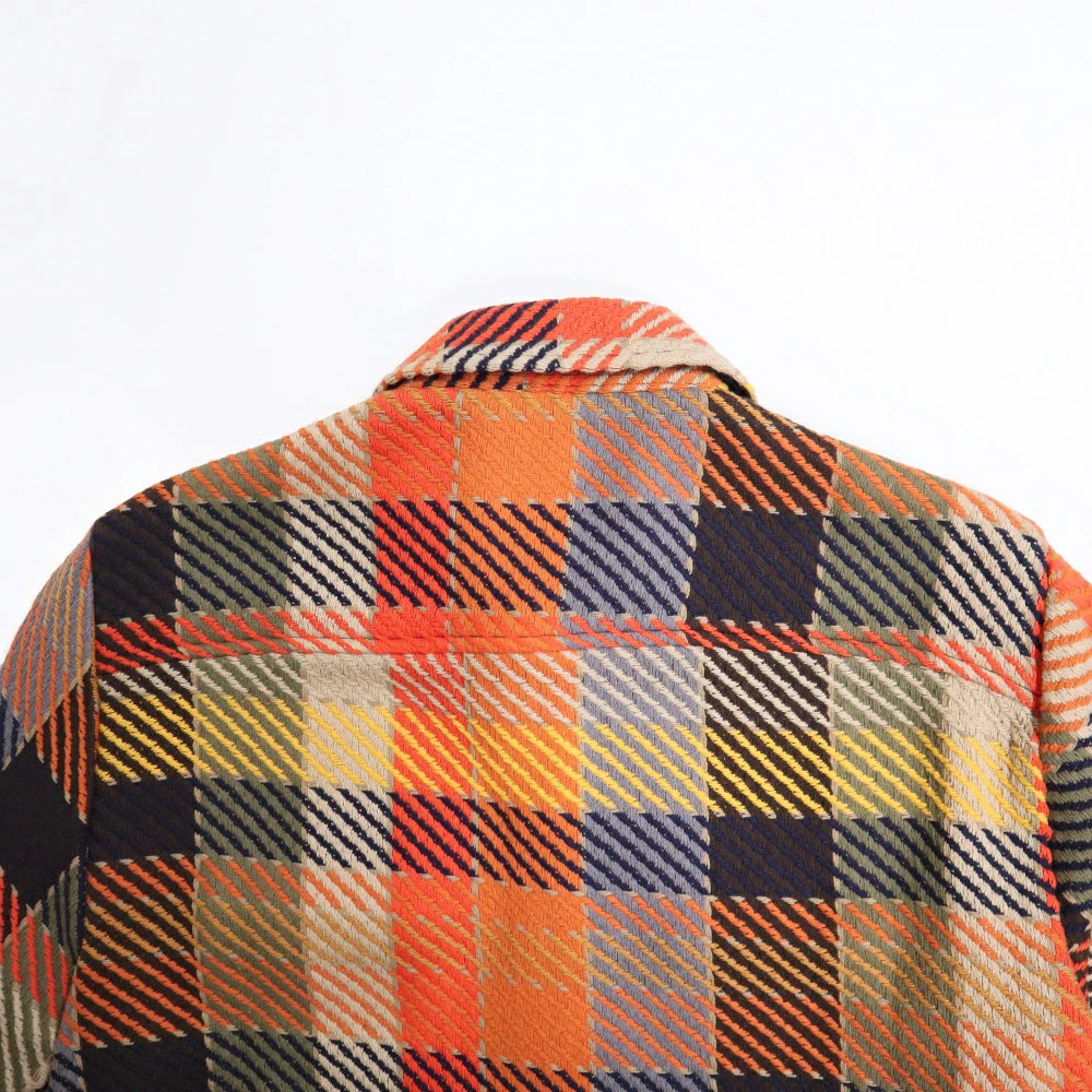 Wax London(ワックスロンドン)Whiting - Pike Check Overshirt ”Orange/Multi”
