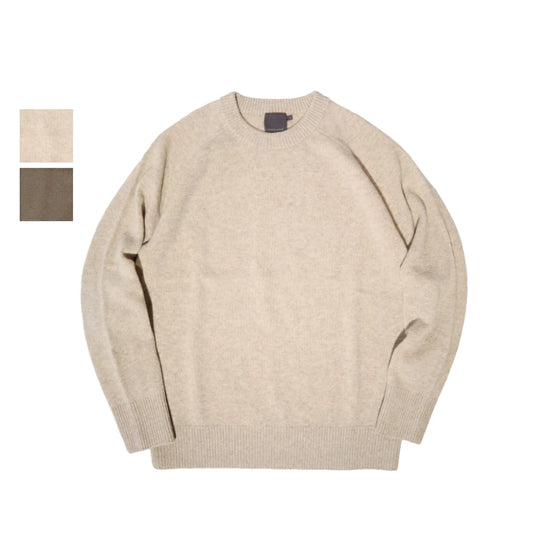 comm.arch.(コムアーチ)メンズ HAND FREMED SADDLE B.B ハンドフレーム ラムウール クルーネックセーター"25AW"