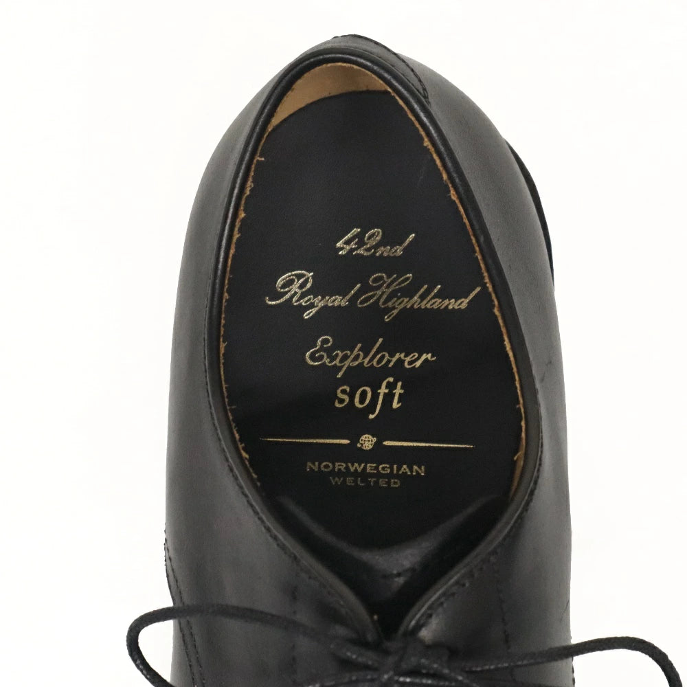 42ND ROYAL HIGHLAND Mens Explorer soft Black ノルウェージャン ソフトレザー Vチップ【CSN8402-01】