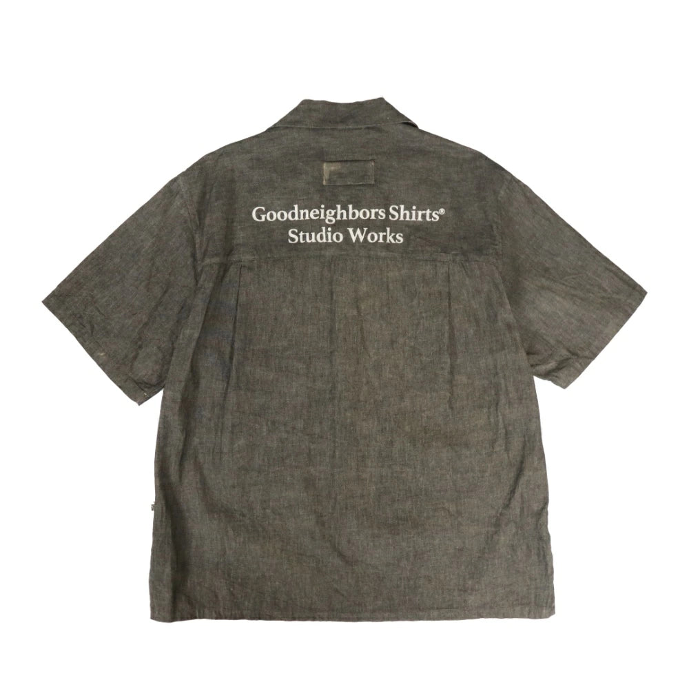 GOODNEIGHBORS SHIRTS(グッドネイバーズシャツ)BORROUGHS Relax Fit S/S Shirts BLACK 群馬泥染め リラックス フィット オープンカラーシャツ【BCS-149】
