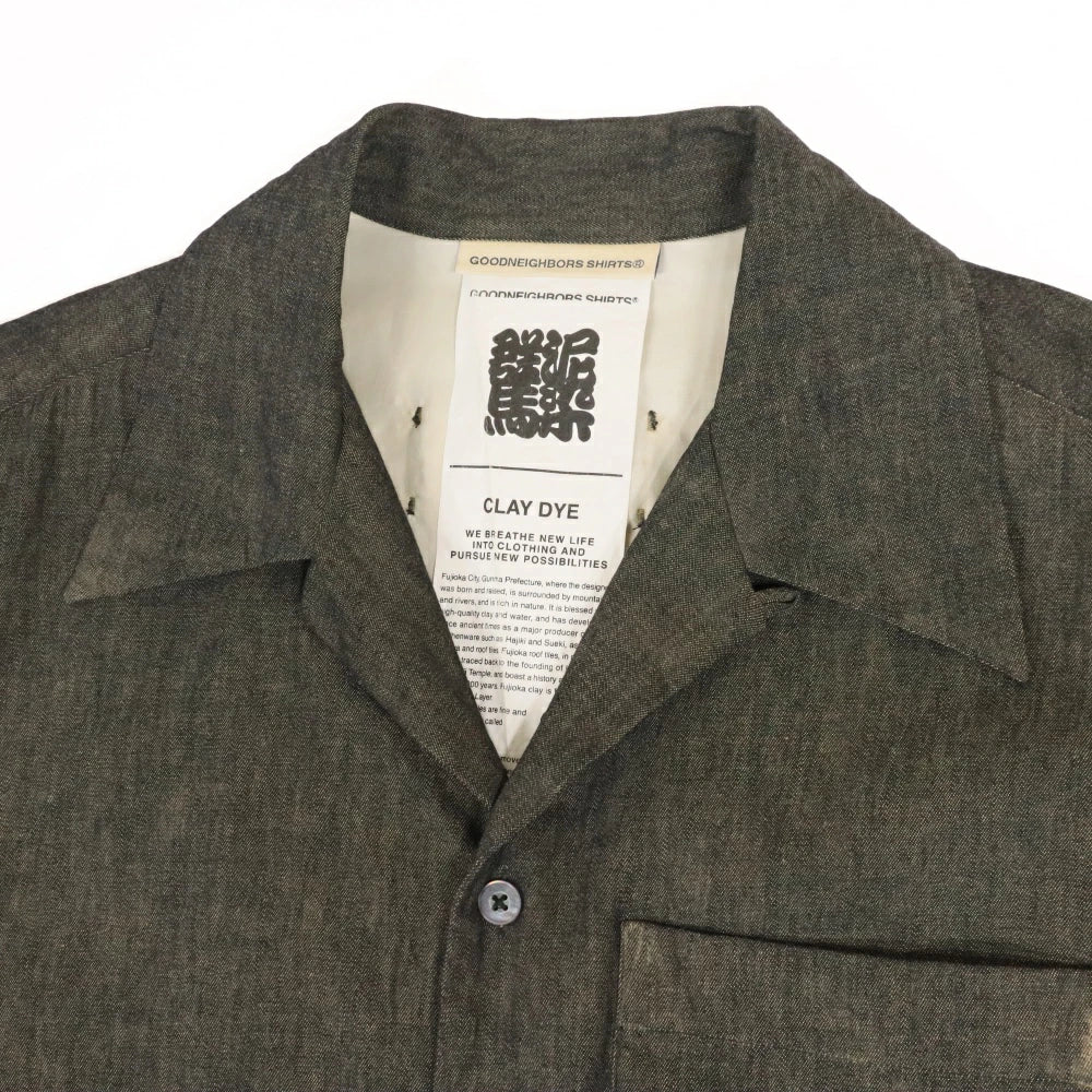 GOODNEIGHBORS SHIRTS(グッドネイバーズシャツ)BORROUGHS Relax Fit S/S Shirts BLACK 群馬泥染め リラックス フィット オープンカラーシャツ【BCS-149】