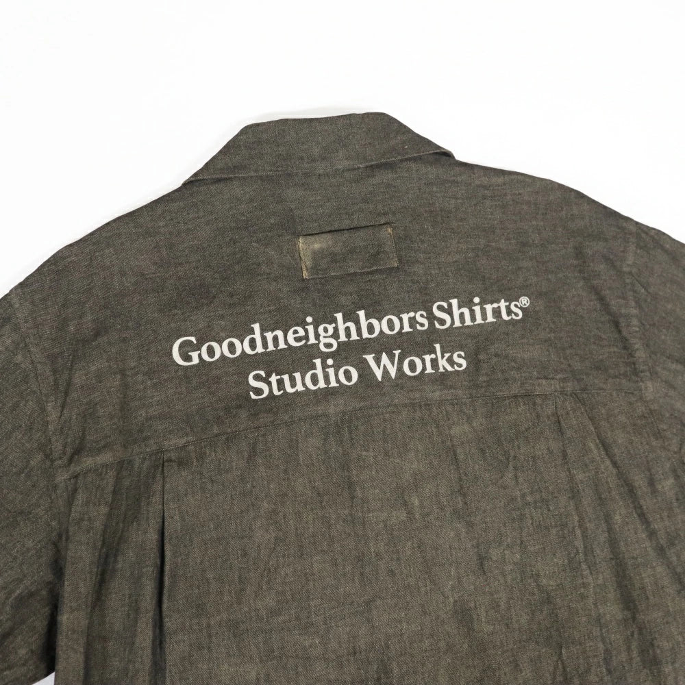 GOODNEIGHBORS SHIRTS(グッドネイバーズシャツ)BORROUGHS Relax Fit S/S Shirts BLACK 群馬泥染め リラックス フィット オープンカラーシャツ【BCS-149】